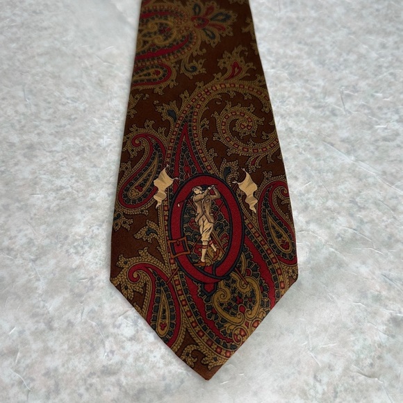 Briar Men’s Silk Tie Vintage Golfer Swing Paisley Print Made In Italy - Picture 12 of 13